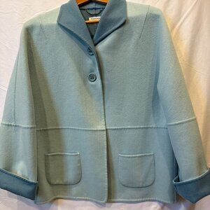 Agnona Short Swing Cashmere Coat in Aqua size (Italian 46) USA 36 Medium